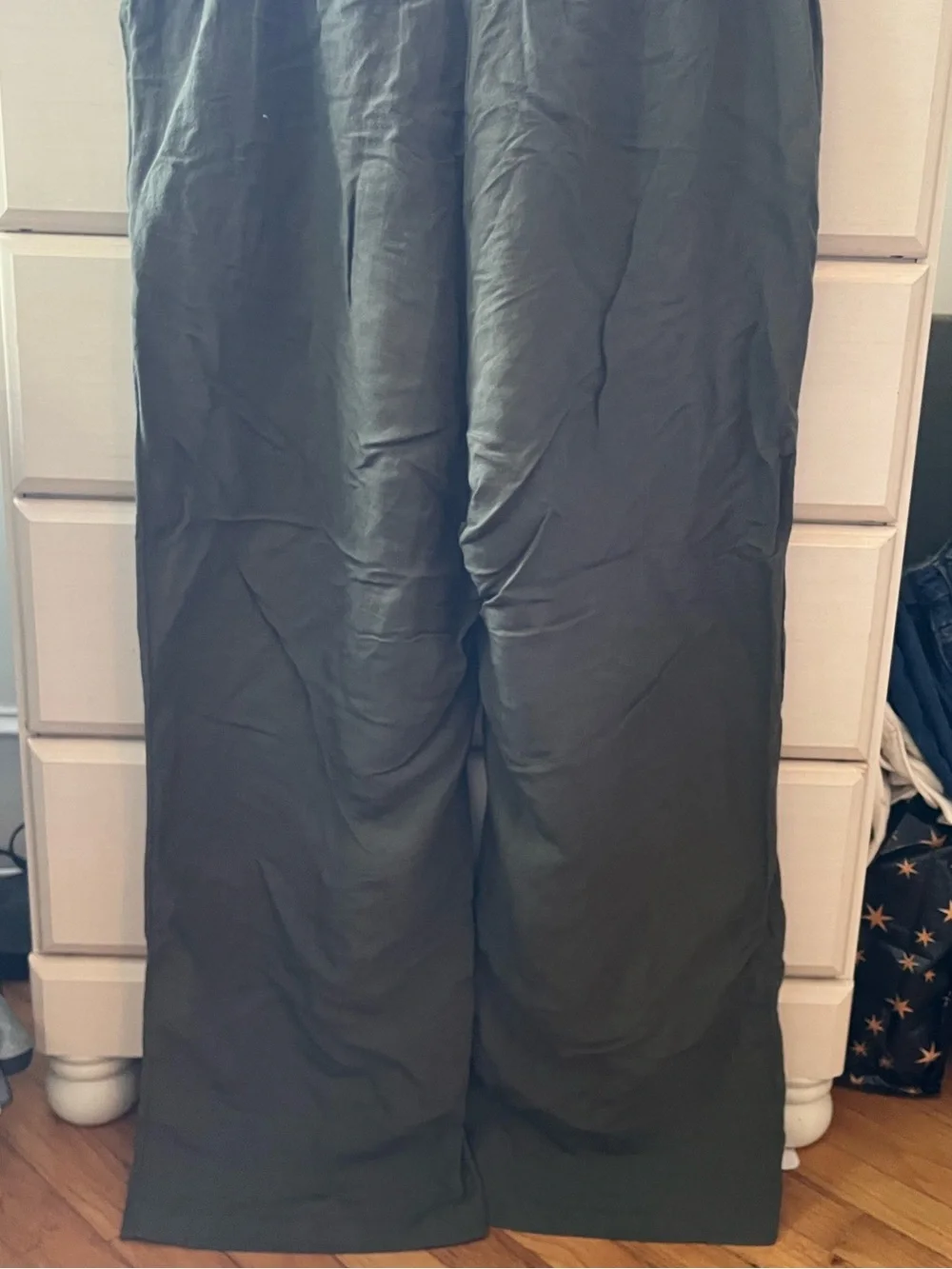 H&M Wide Leg Pants in Olive Green